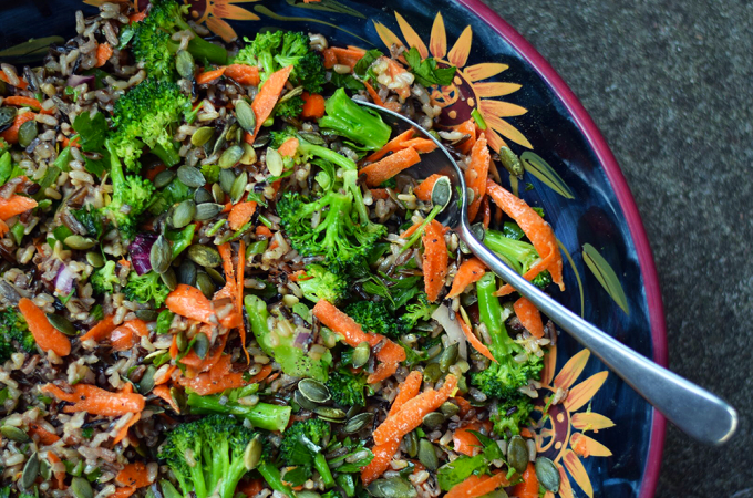 Wild Rice and Fiddlehead (or Broccoli) Salad